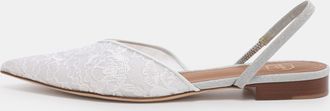 Malone Souliers White Lace Marla Slingback Flats