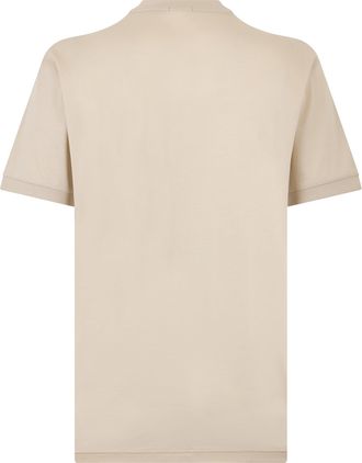 HUGO BOSS Mens T-Shirt With Zip Collar Beige Cotton T-Shirts And Polos