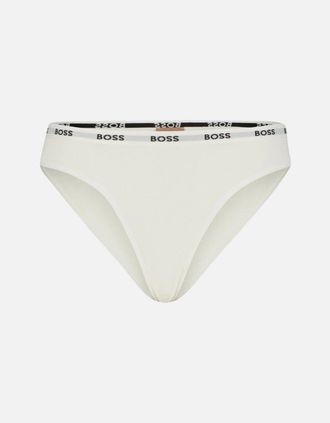 HUGO BOSS Womens Logo Waistband Brief, White - Size: 12