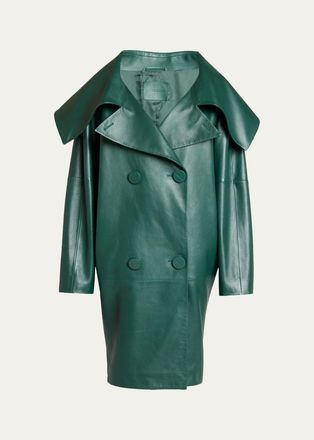 Balenciaga Oversized High-Collar Leather Jacket