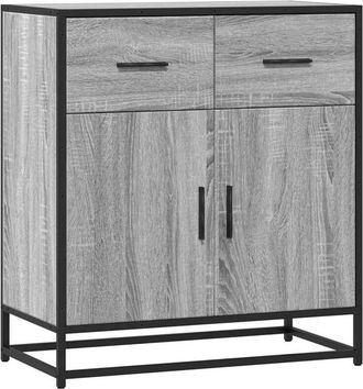 vidaXL Sideboard Grey Sonoma 68x35x76 cm Engineered Wood and Metal Vidaxl