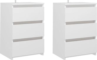 vidaXL Vidaxl - Mesitas de noche 2 uds madera contrachapada blanco 40x35x62,5cm
