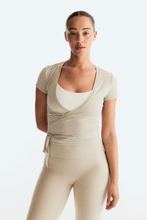 H&M Sports Wrap Top In Modal in Sage Green at Nordstrom, Size Xx-Large