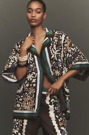 Alemais Maroc Relaxed Short-Sleeve Linen Buttondown Shirt