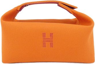 Herm&egrave;s Feu Orange Canvas Pouch (Pre-Owned)