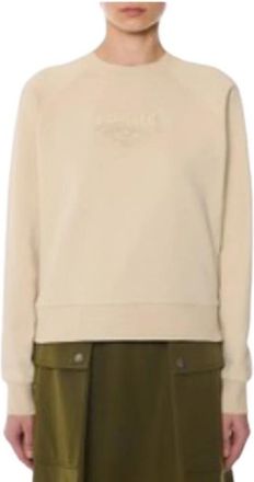 Moncler Katoenen sweatshirt met logo op de voorkant - Dames - Sweatshirts - Beige - L - Katoen - Hoodies & sweatvesten