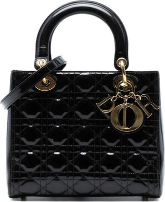 Dior 2013 medium Cannage Lady Dior lakleren tas - Zwart