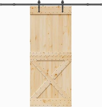 vidaXL Vidaxl - Puerta Corredera Con Herrajes Madera Maciza De Pino 95x210 Cm