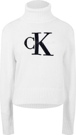 Calvin Klein Dames/Dames Logo Organic Cotton Slim Turtleneck (Briljant wit)