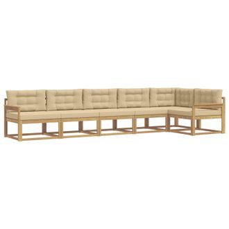 vidaXL Conjunto De Sof&aacute;s De Exterior Con Coj&iacute;n 4 Pcs Y Beige Poli&eacute;ster Vidaxl