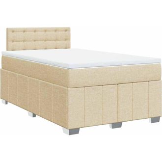 vidaXL Cama Box Spring Con Colch&oacute;n Tela Color Crema 120x200 Cm Vidaxl