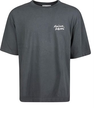 Maison Kitsun&eacute; Handwriting Faded Dark Grey Oversized Cotton T-Shirt
