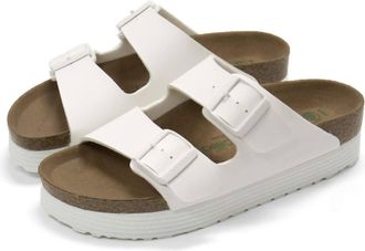 Birkenstock Womens Arizona Grooved Platform Papillio Sandals In White