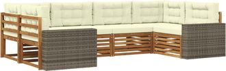 vidaXL Conjunto De Sof&aacute;s De Exterior 6 Uds. Natural Y Crema Vidaxl