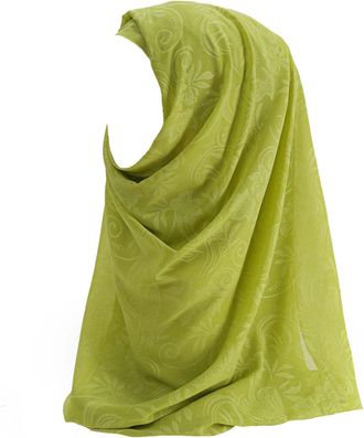 Lina & Lily Floral Print Chiffon Muslim Hijab Scarf (Lime Green)