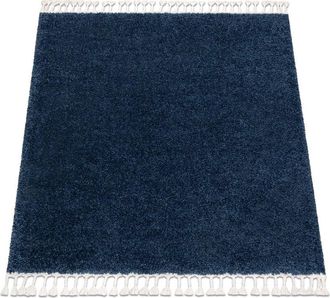 RugsX Rugsx - Alfombra Berber Cuadrado 9000 Azul Oscuro Franjas Bereber Marroqu&iacute; Shaggy Blue 160x160 Cm