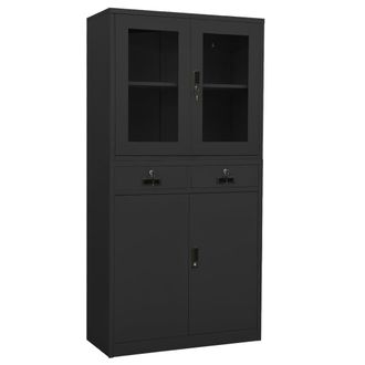 vidaXL Armario Oficina Acero Y Vidrio Templado Antracita 90x40x180 Cm Vidaxl