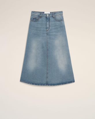 Ami Blue long A-line cotton skirt Blue - 25 - for Women