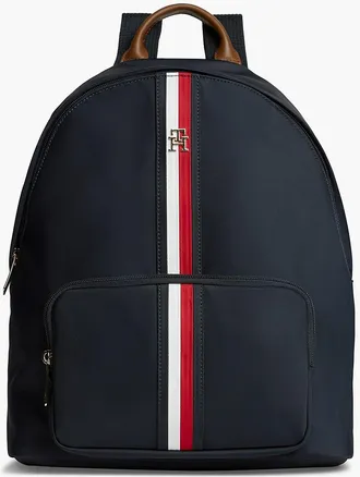 Tommy Hilfiger Womens Monogram Signature Stripe Backpack - Space Blue