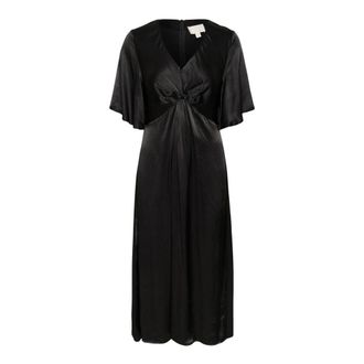 Soaked In Luxury SLMilu Midi Jurk - Dames - Jurken - Zwart - Maat: S Viscose