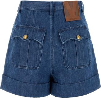 Valentino Garavani Womens Denim Shorts Mediumbluedenim Exterior: Cotton Linen