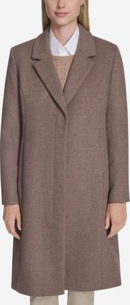 Cole Haan Womens Knotch Lapel Wool Coat - Brown Size 14