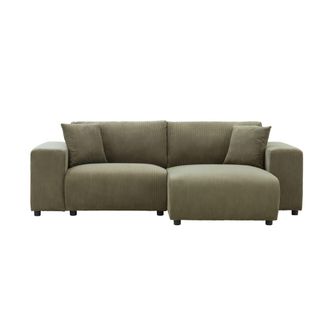 Concept Usine Sof&aacute; esquinero reversible de 3 plazas de pana verde