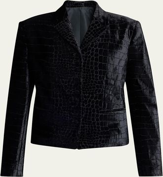 Tom Ford Croc-Embossed Velvet Single-Breasted Jacket