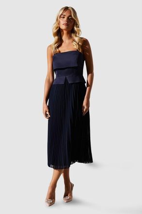 Coast Petite Square Neck Midi Dress in Navy at Nordstrom, Size 8P