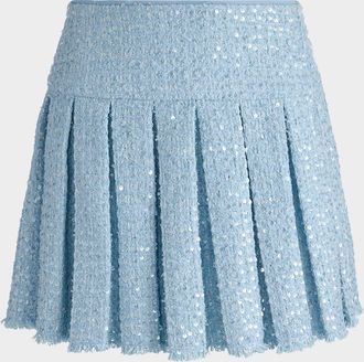 Alice & Olivia Emilie Embellished Tweed Mini Skort