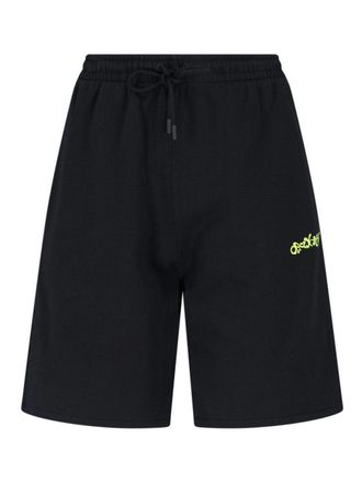 Off-white Mens Opposite Arrow Sweat Shorts in Black Cotton - Size Medium