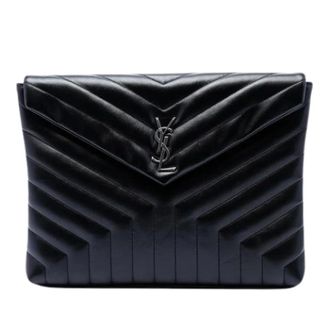 Saint Laurent Pre-owned LouLou Clutch - Dames - Pre-owned - Zwart - Maat: ONE Size Leer