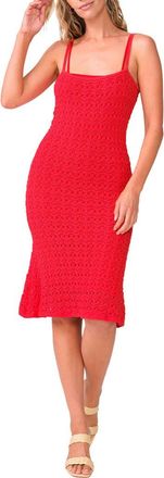 PQ Swim Peggy Sleeveless Crochet Cover-Up Dress in Cranberry at Nordstrom, Size X-Small