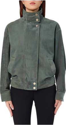 Liu Jo Bomber van su&egrave;de - Dames - Leren en Su&egrave;de Jassen - Groen - M - Su&egrave;de - Jassen