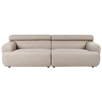 Beliani Sof&aacute; De 3 Plazas Tapizado De Tela Reposabrazos Reposacabezas F&aacute;cil De Limpiar Estilo Moderno Beige Hovden