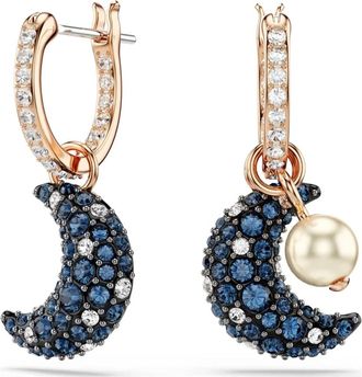 Swarovski Damesoorbellen Asymmetrisch Maandesign Multicolor Ros&eacute;goud Sublima 5671569 - Dames - Oorbellen - Veelkleurig - ONE Size - Accessoires