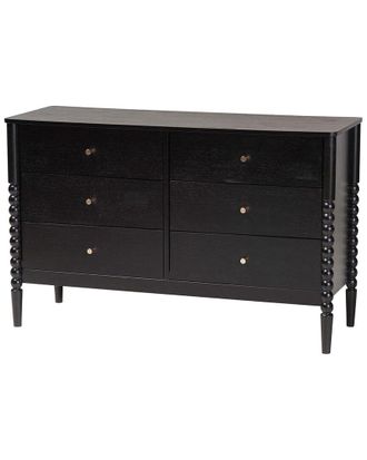 Baxton Studio Lucera Mid-Century Bobbin Wood 6-Drawer Dresser
