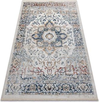 RugsX Rugsx - distin 0834A blu navy / blu / giallo / terracotta tappeto moderno - Ornamento, vintage, frange blue 120x170 cm