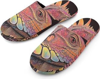 Generic Colorful Lguana Mens House Slippers Slip Indoor Slipper On Shoes Warm Outdoor