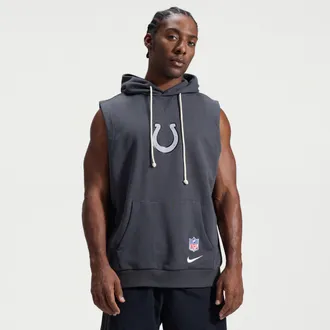 Nike Indianapolis Colts Rivalries Collection Sideline Nike Mens Dri-FIT NFL Sleeveless Pullover Hoodie in Grey | 03B406F98-SNW