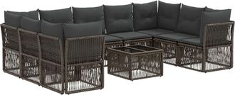 vidaXL Conjunto De Sof&aacute;s De Jard&iacute;n 10 Uds. Gris Rat&aacute;n Sint&eacute;tico Vidaxl
