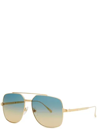 Cartier Cartier Santos De Cartier Gold-tone Aviator-style Sunglasses