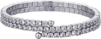 Adornia Adornia Silver Plated Coil Stretch Crystal Tennis Wrap Bracelet