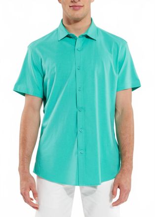 Steele Solid Knit Stretch Short Sleeve Shirt In Lake