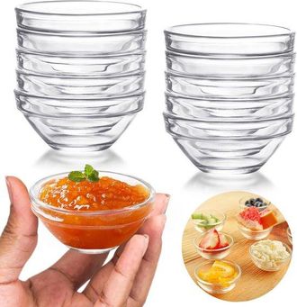 No Brand Zeynomax - Mini Cuencos De Vidrio - Juego De 10 - Alta Calidad - Transparentes - Cuencos Para Salsas De Hierbas - Perfectos Para Salsas Y Aperitivos