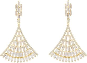 Latelita London Baguette Fan Tail Earrings Gold