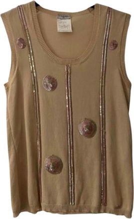 Chanel Sequin Embellished Cotton Knit Top Size 36