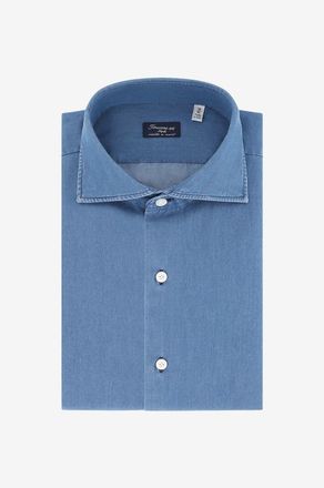 Finamore Lang&auml;rmeliges Hemd aus Denim Eduardo