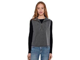 Mod-o-doc Half Zip Sleeveless Sweatshirt Womens Sweatshirt Black : LG (US 12-14), Cotton/Polyester