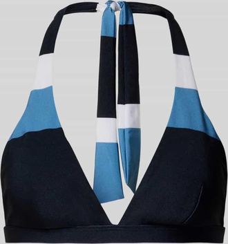 Marc O'Polo Bikini-Oberteil mit Label-Schriftzug Modell SUMMER STRIPES in Blau, Gr&ouml;&szlig;e XL